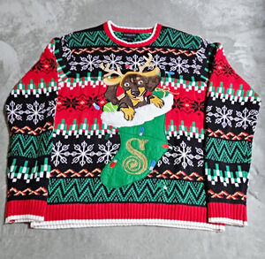 Blizzard Bay Mens Large Dachshund Ugly Christmas Sweater Dog Stocking Reindeer
